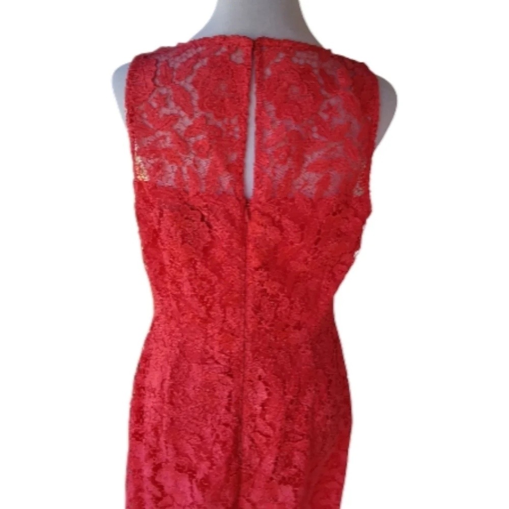 J. Crew Collection Poppy Coral Color Lace Sheath Dress Knee Length Size 8